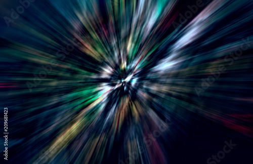 Acceleration speed motion, Light and stripes moving fast over dark background