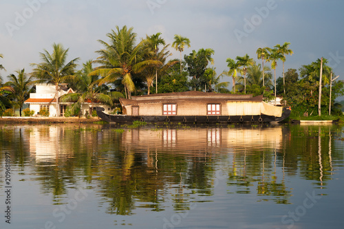 Tourist houseboat on backwaters, Kerala, India
