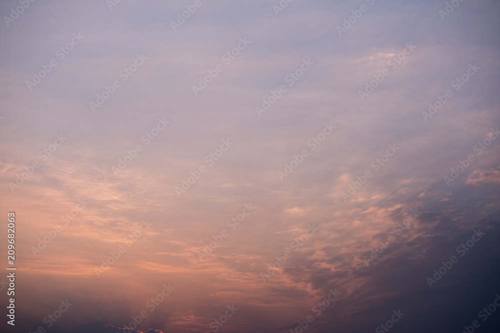 beautiful color of sunset with clouds