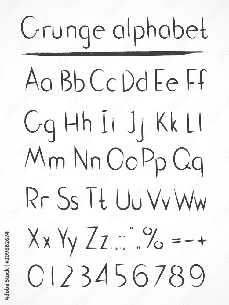 Vector hand drawn alphabet in style grung. Normal type. Vector hand drawn alphabet in style grung. Normal type.