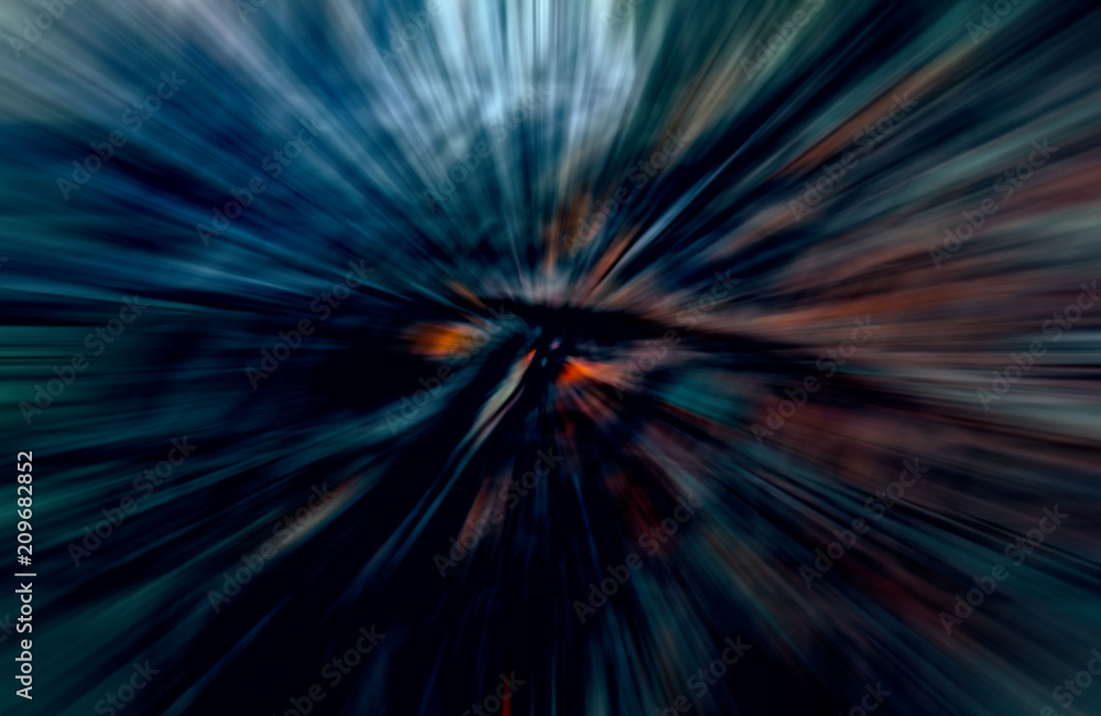 Acceleration speed motion, Light and stripes moving fast over dark background