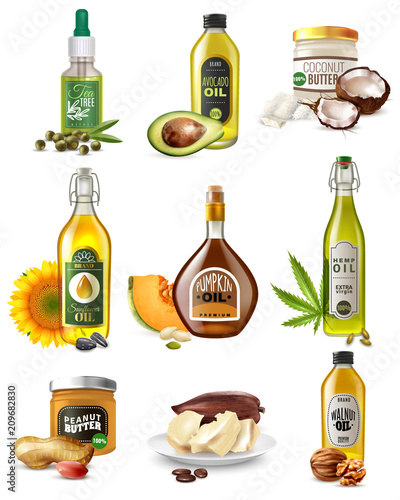 Realistic Vegetable Oils Set