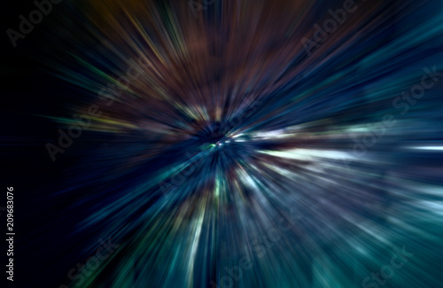 Fototapeta Naklejka Na Ścianę i Meble -  Acceleration speed motion, Light and stripes moving fast over dark background