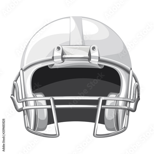 Rugby helmet. white mask on white. Gear for American football
