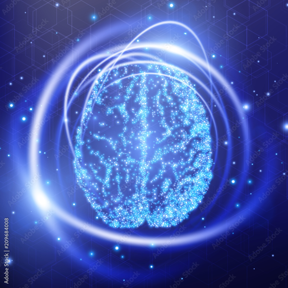 Human brain. Abstract technology background. Vector illustration Stock ...