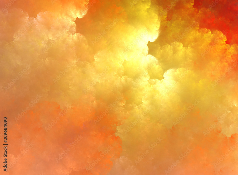 Fractal background. Orange sky. Fantasy