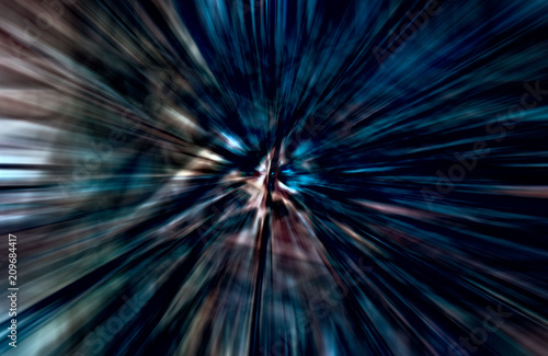 Acceleration speed motion  Light and stripes moving fast over dark background