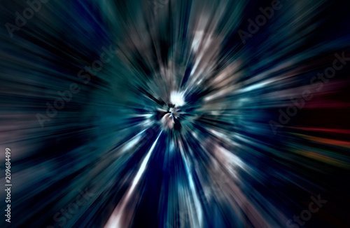 Acceleration speed motion, Light and stripes moving fast over dark background