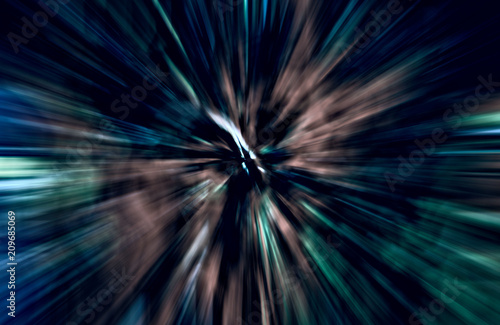 Acceleration speed motion, Light and stripes moving fast over dark background