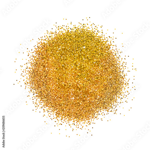Stock vector illustration gold sparkles on white background. Gold glitter background. Golden backdrop for card, vip, exclusive, certificate, gift. Luxury privilege voucher store present shopping.