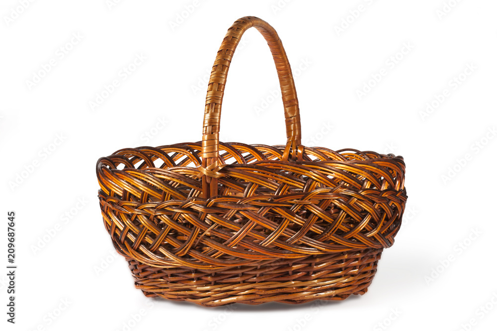 Wicker basket on a white background