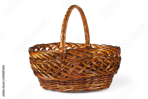 Wicker basket on a white background