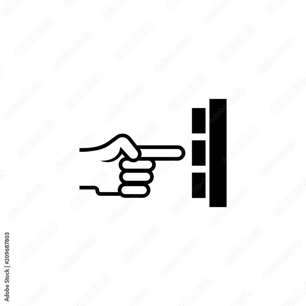 Hand Press Button. Flat Vector Icon illustration. Simple black symbol on white background. Hand Press Button sign design template for web and mobile UI element Hand Press Button. Flat Vector Icon illustration. Simple black symbol on white background. Hand Press Button sign design template for web and mobile UI element