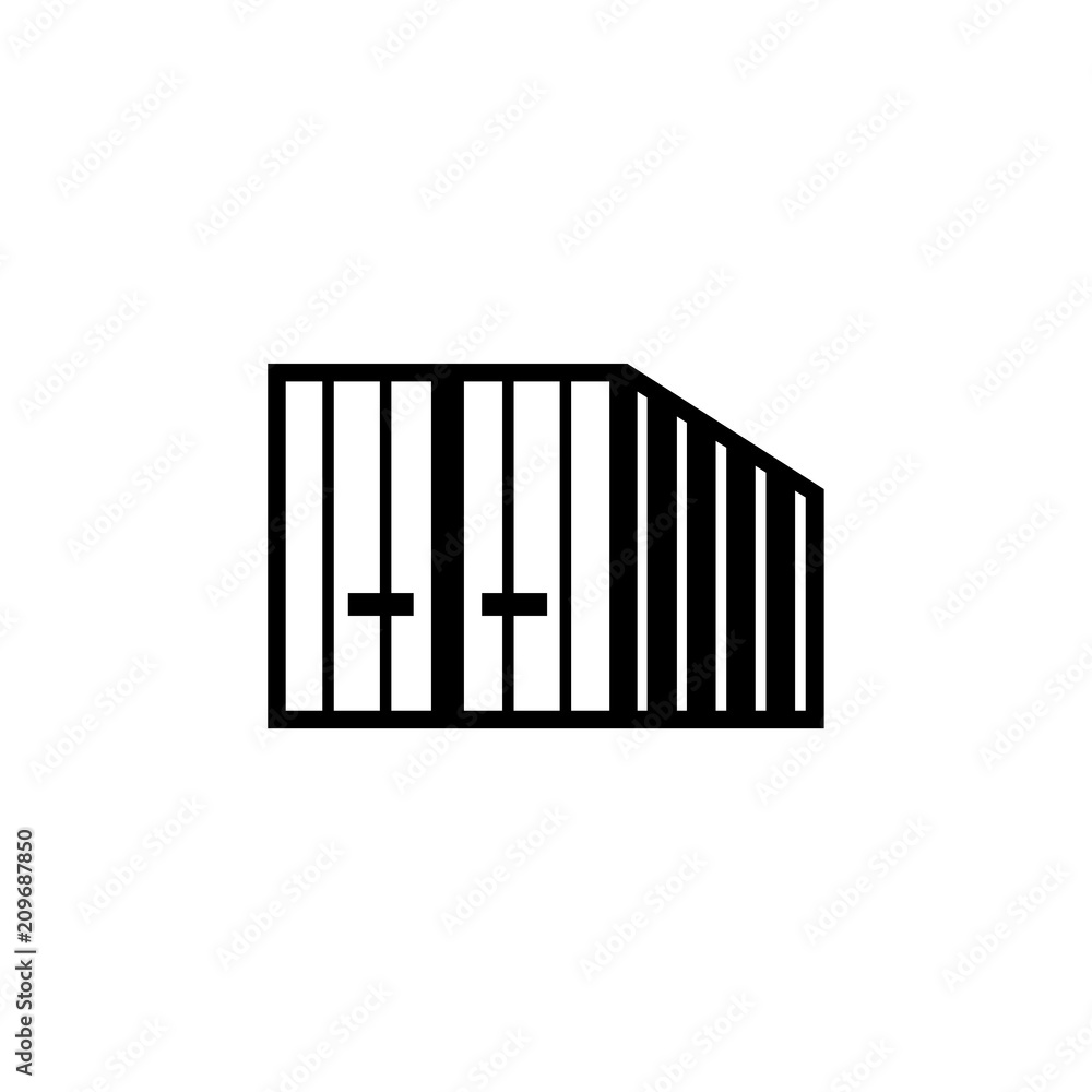 Obraz premium Shipping Cargo Container. Flat Vector Icon illustration. Simple black symbol on white background. Shipping Cargo Container sign design template for web and mobile UI element
