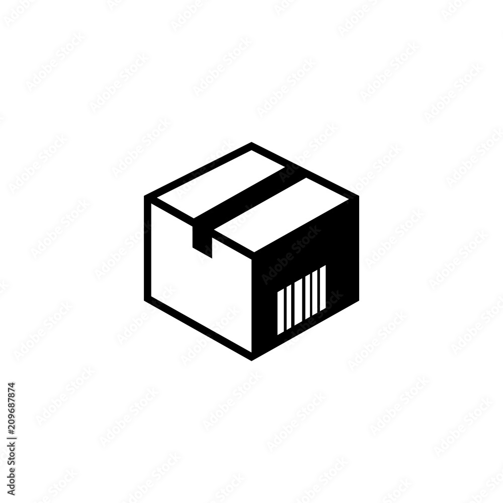 Cardboard Box. Flat Vector Icon illustration. Simple black symbol on white background. Cardboard Box sign design template for web and mobile UI element Cardboard Box. Flat Vector Icon illustration. Simple black symbol on white background. Cardboard Box sign design template for web and mobile UI element