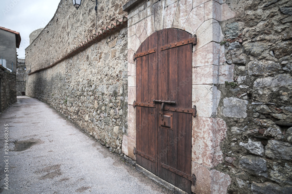 Fototapeta premium Ancient street of medieval village of Villefranche-de-Conflent, France.