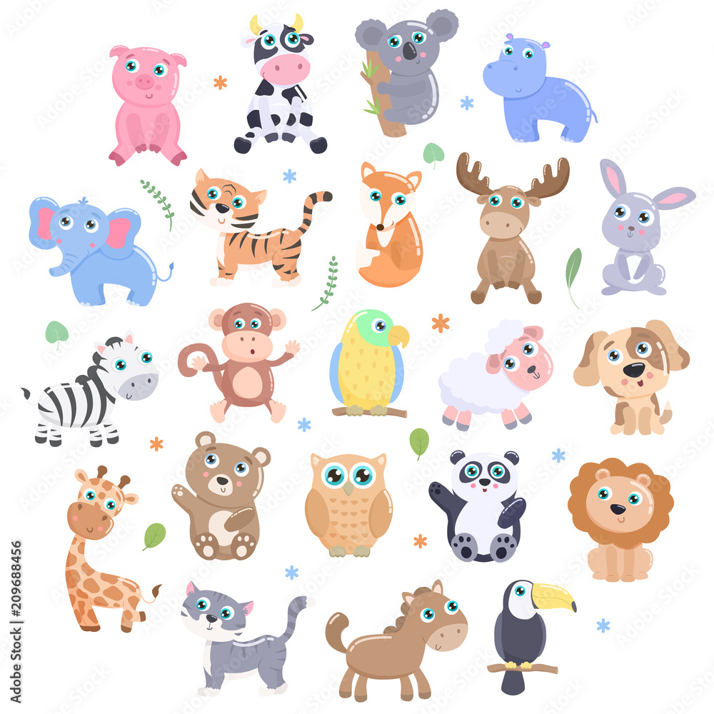 Fototapeta premium Cute animals set.