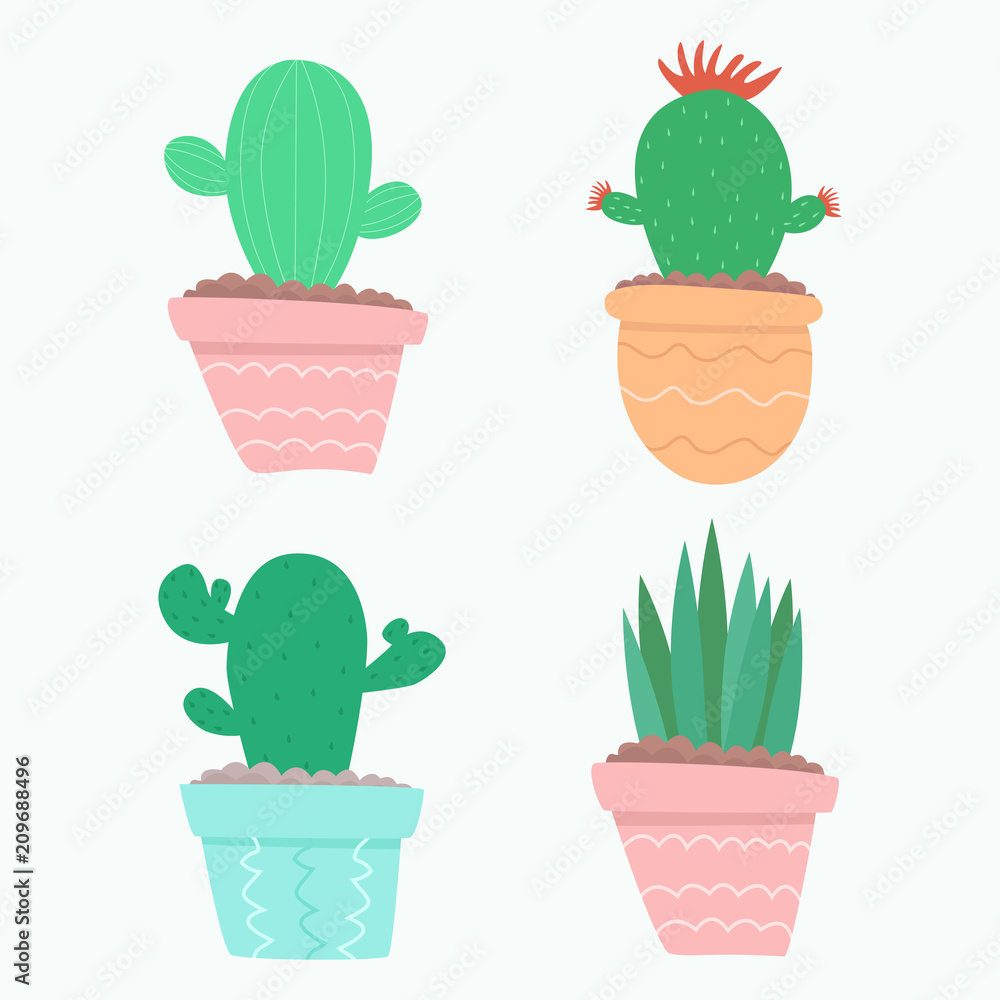Cartoon cactuses. vector illustration.