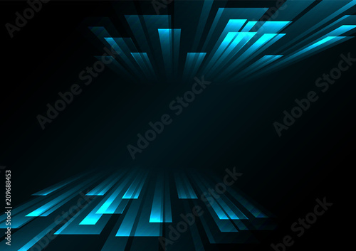 blue overlap stripe rush in dark background, bar layer backdrop, simple technology template, vector illustration