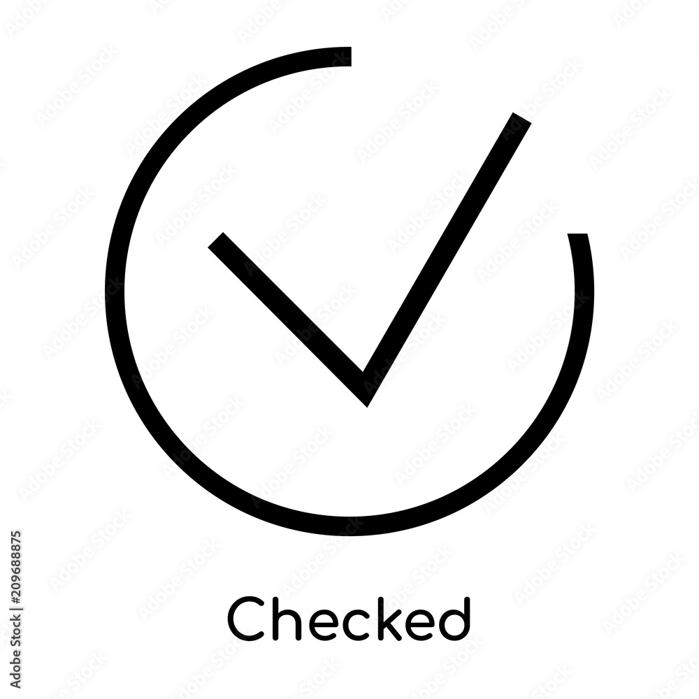 Checked icon vector sign and symbol isolated on white background, Checked logo concept, outline symbol, linear sign Checked icon vector sign and symbol isolated on white background, Checked logo concept, outline symbol, linear sign