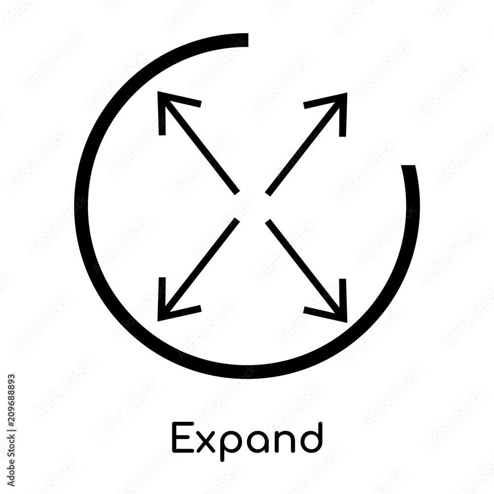 Expand icon vector sign and symbol isolated on white background, Expand logo concept, outline symbol, linear sign Expand icon vector sign and symbol isolated on white background, Expand logo concept, outline symbol, linear sign