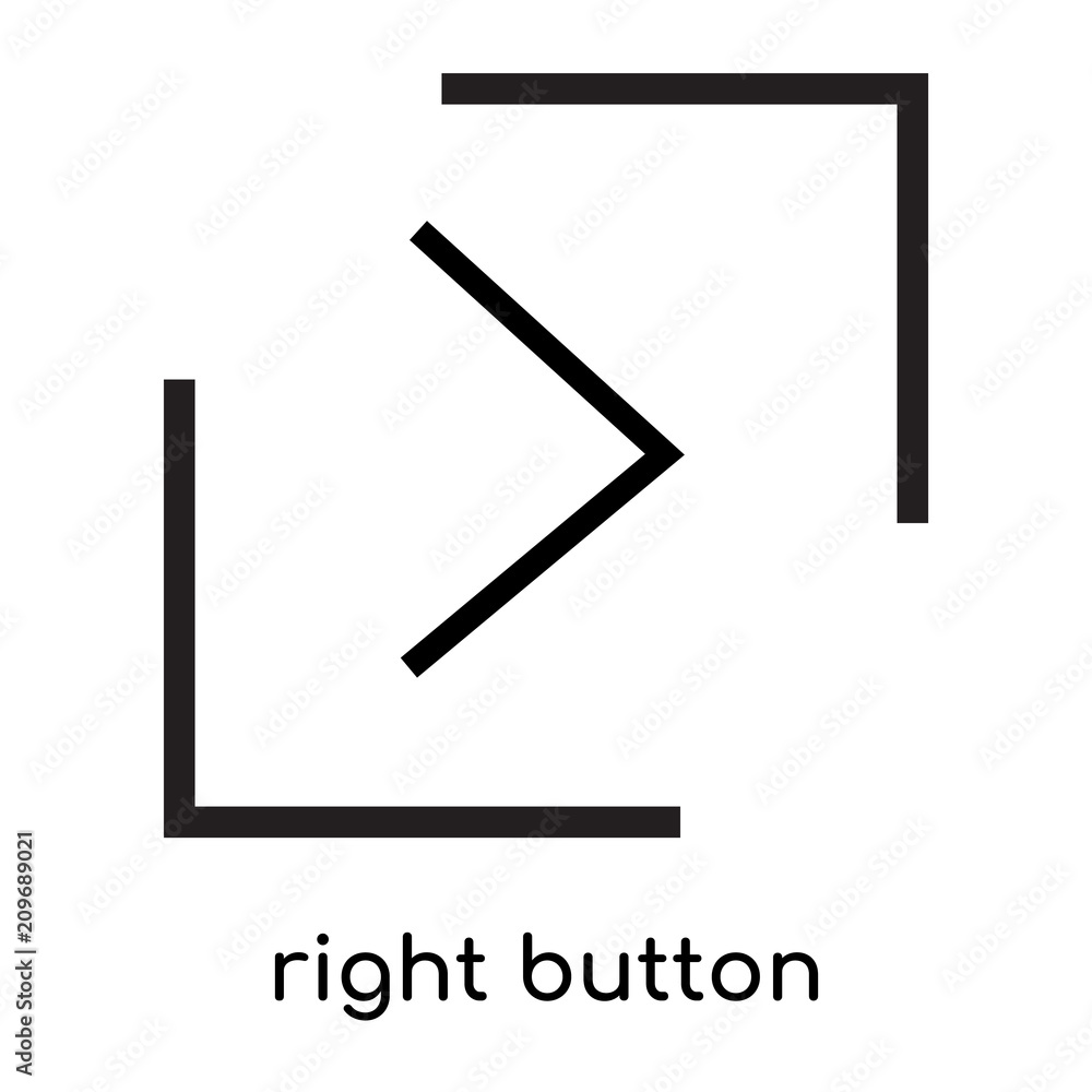 right button icon vector sign and symbol isolated on white background, right button logo concept, outline symbol, linear sign right button icon vector sign and symbol isolated on white background, right button logo concept, outline symbol, linear sign
