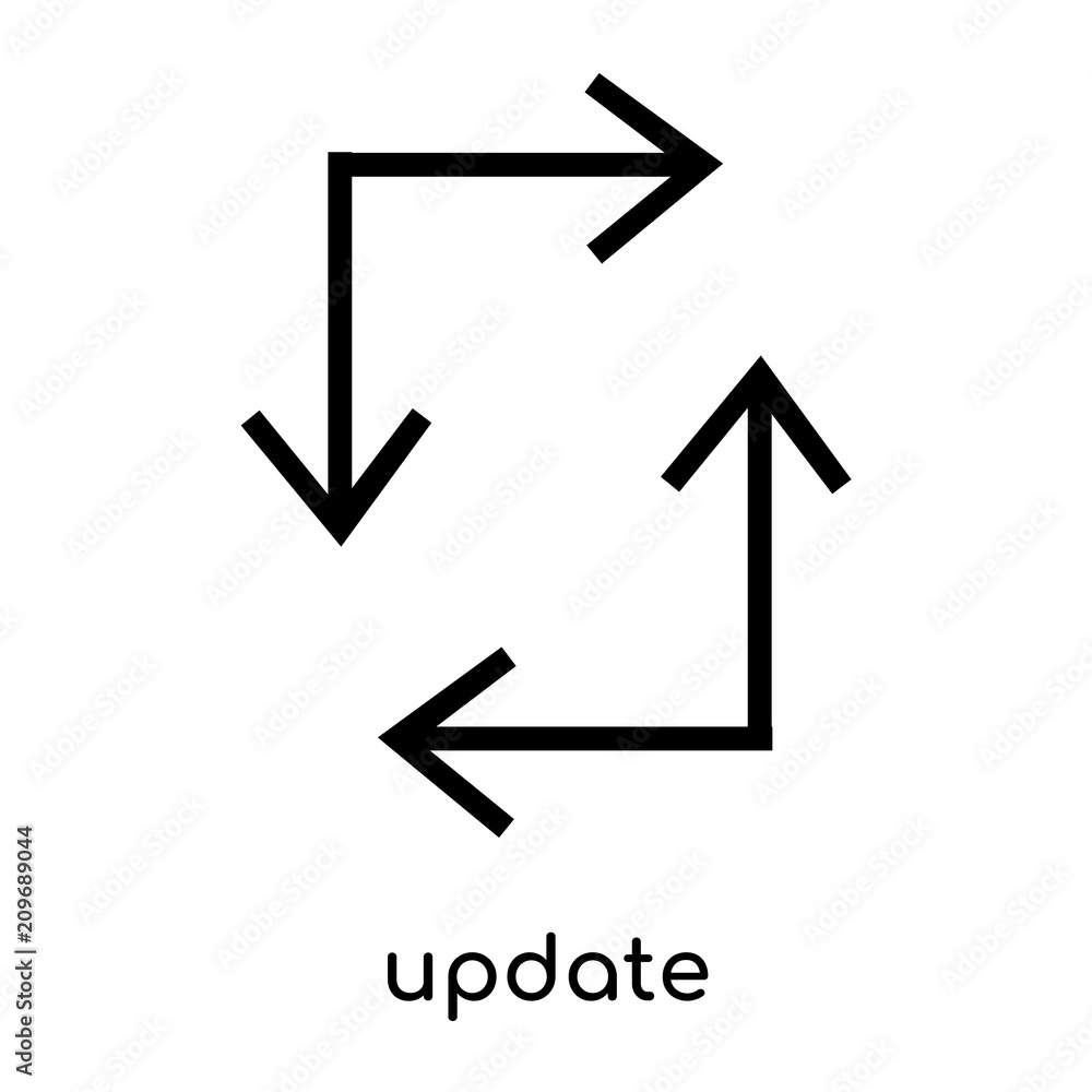update icon vector sign and symbol isolated on white background, update logo concept, outline symbol, linear sign update icon vector sign and symbol isolated on white background, update logo concept, outline symbol, linear sign