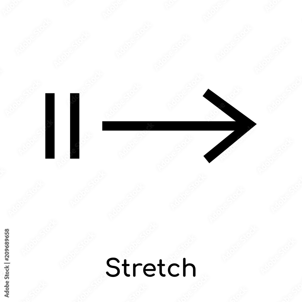Stretch icon vector sign and symbol isolated on white background, Stretch logo concept, outline symbol, linear sign Stretch icon vector sign and symbol isolated on white background, Stretch logo concept, outline symbol, linear sign