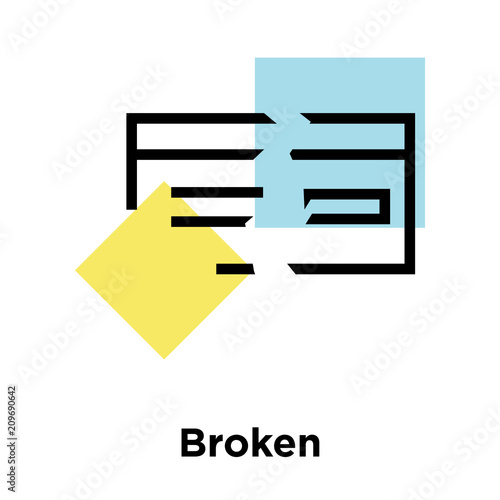 Broken icon vector sign and symbol isolated on white background, Broken logo concept, outline symbol, linear sign