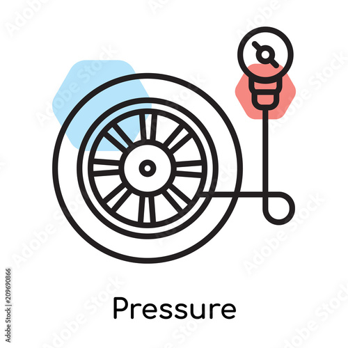 Pressure icon vector sign and symbol isolated on white background, Pressure logo concept, outline symbol, linear sign
