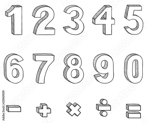 Vector Set of Sketch Figures and Mathematical Signs