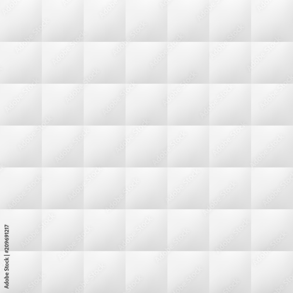 White background with tiles. Vector modern seamless pattern. Volumetric geometric pattern. White background with tiles. Vector modern seamless pattern. Volumetric geometric pattern.