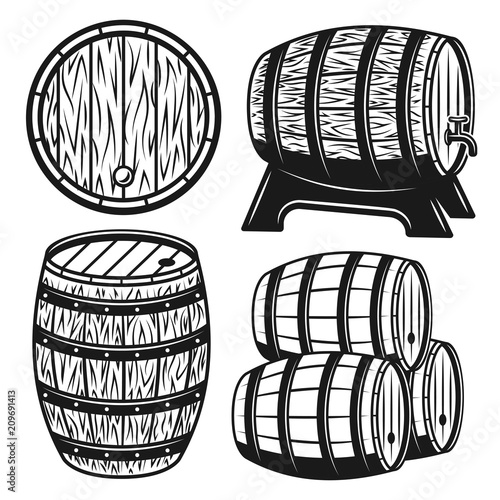 Barrels set of vector objects or design elements