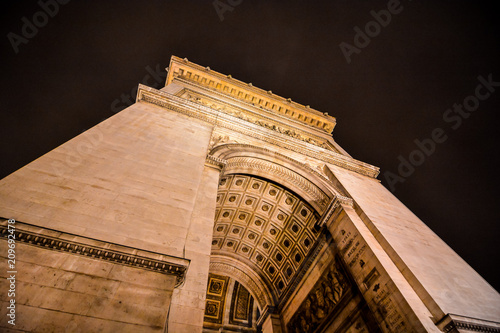 Arc de triomphe at night, Photo image a Beautiful panoramic view of Paris Metropolitan City photo