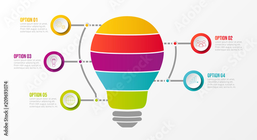 Concept of business idea infographic - template with colourful icons. Vector.