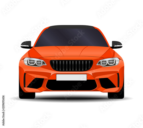 realistic car. sport coupe. front view.