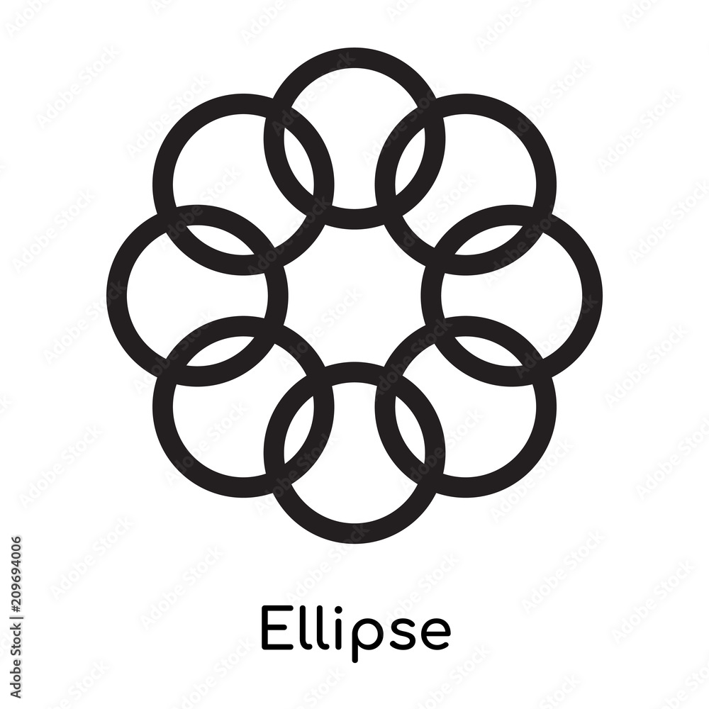 Ellipse icon vector sign and symbol isolated on white background, Ellipse logo concept, outline symbol, linear sign Ellipse icon vector sign and symbol isolated on white background, Ellipse logo concept, outline symbol, linear sign
