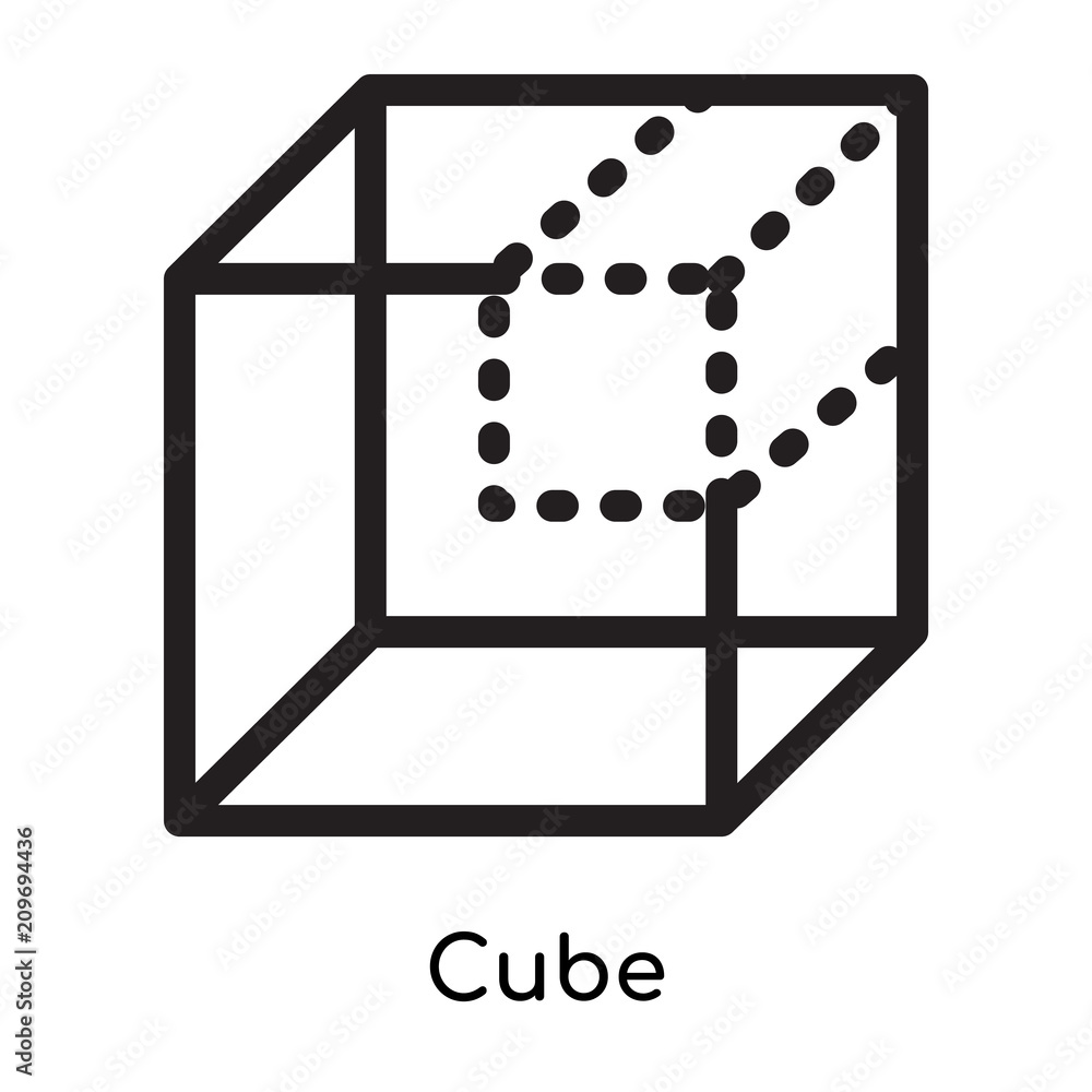 Cube icon vector sign and symbol isolated on white background, Cube logo concept, outline symbol, linear sign Cube icon vector sign and symbol isolated on white background, Cube logo concept, outline symbol, linear sign