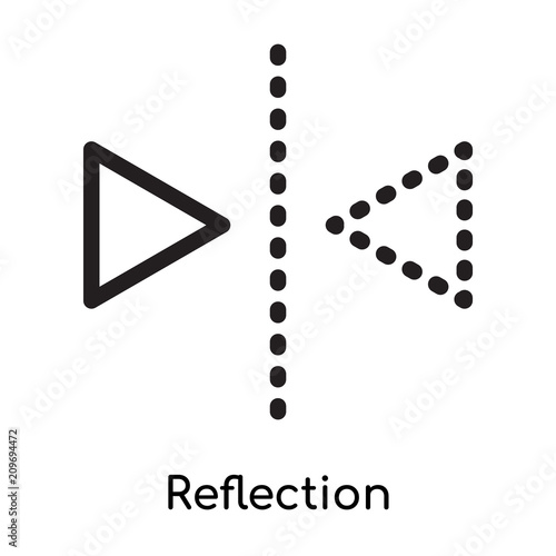 Reflection icon vector sign and symbol isolated on white background, Reflection logo concept, outline symbol, linear sign