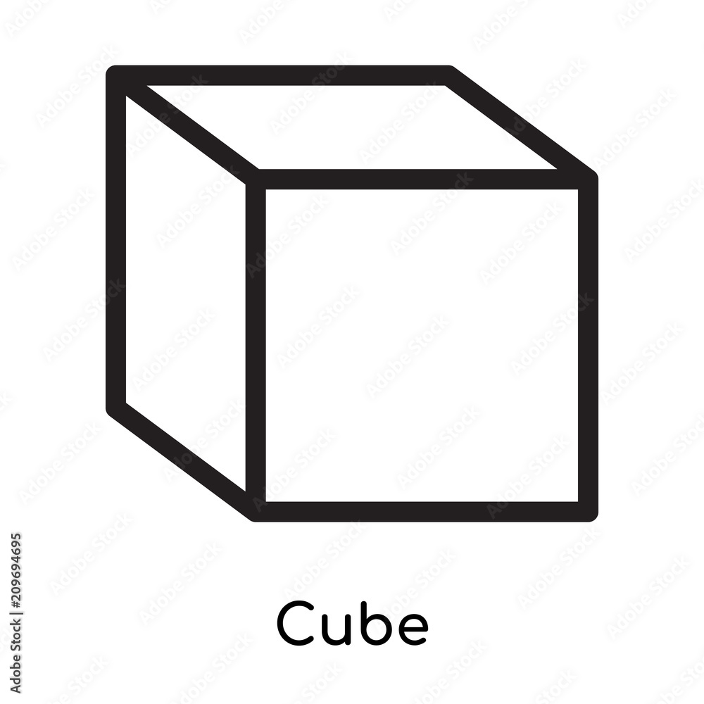 Cube icon vector sign and symbol isolated on white background, Cube logo concept, outline symbol, linear sign Cube icon vector sign and symbol isolated on white background, Cube logo concept, outline symbol, linear sign
