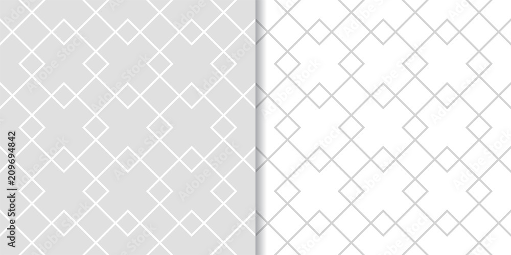 Naklejka premium Light gray geometric seamless patterns