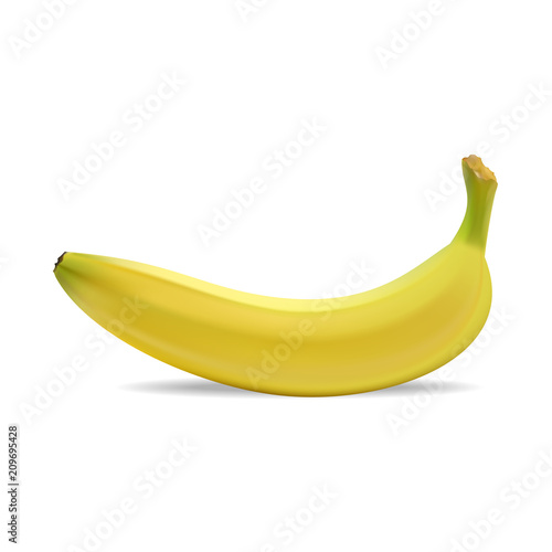 delicious juicy ripe banana on white background. Realistic style. Vector illustration.