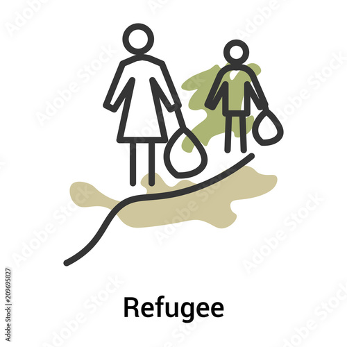 Refugee icon vector sign and symbol isolated on white background, Refugee logo concept, outline symbol, linear sign