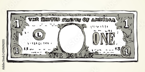 One dollar. Vector drawing