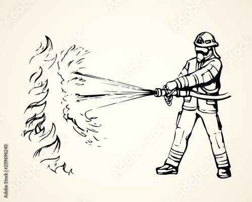 Firefighter. Vector drawing