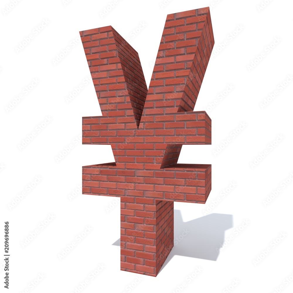 Obraz premium Conceptual red heavy rough masonry constructed font or type, brick construction industry piece isolated white background. Educative architecture material, aged texture surface 3D illustration design
