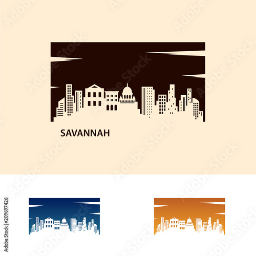 Savannah City Skyline Logo Template