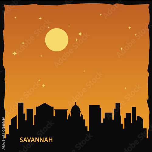Savannah City Skyline Logo Template