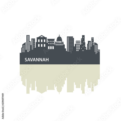 Savannah City Skyline Logo Template