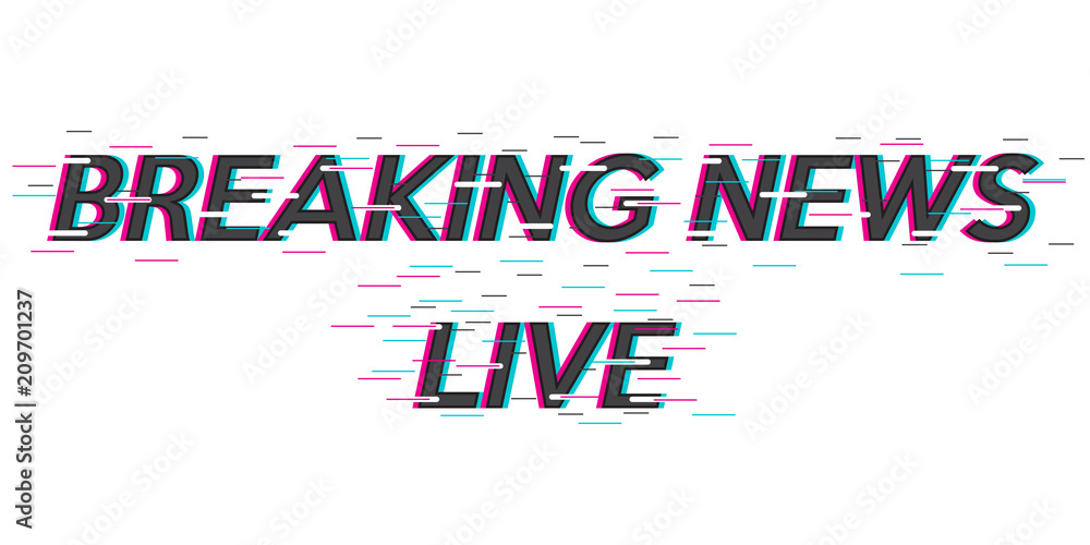 Fototapeta premium Background screen saver on breaking news. Breaking news live. Text with glitch effect. Vector illustration.